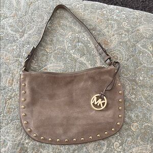 Michael Kors Tan and Gold Shoulder Bag with Studded Detailing